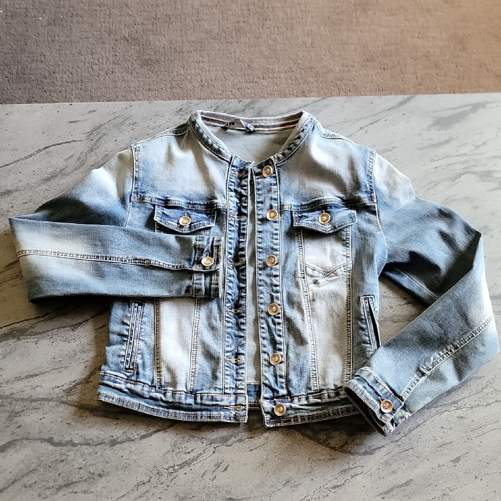 VOGUE JEANS Stretch Button Down Jean Jacket Blue Size M